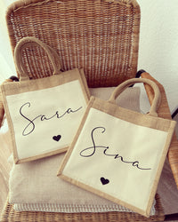 Jutetasche - Filigran Herz - Loveda - Handmade with Love