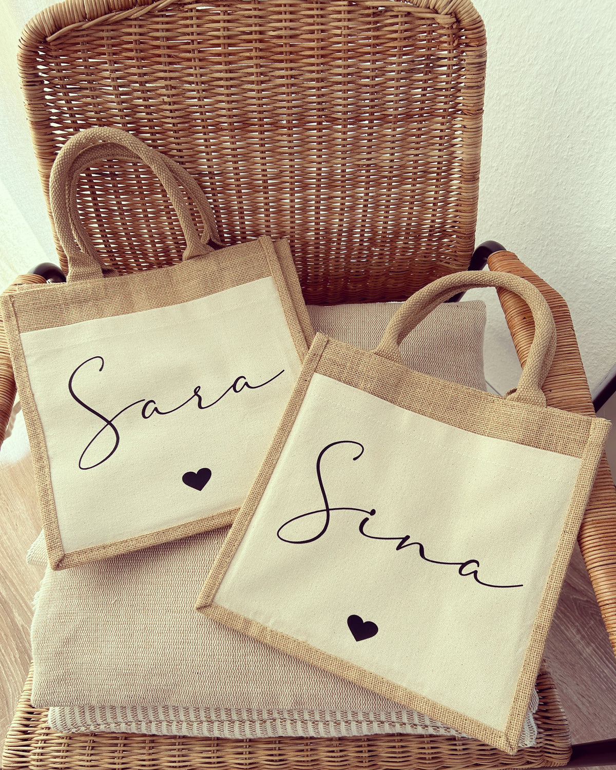 Jutetasche - Filigran Herz - Loveda - Handmade with Love