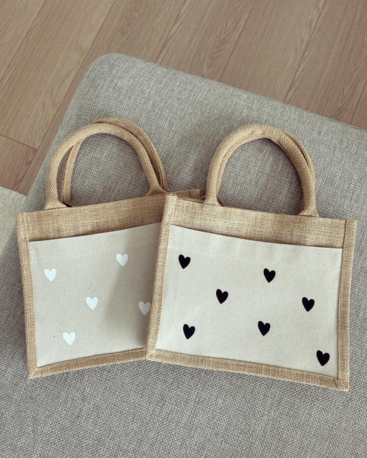 Jutetasche - Kleine Herzchen - Loveda - Handmade with Love