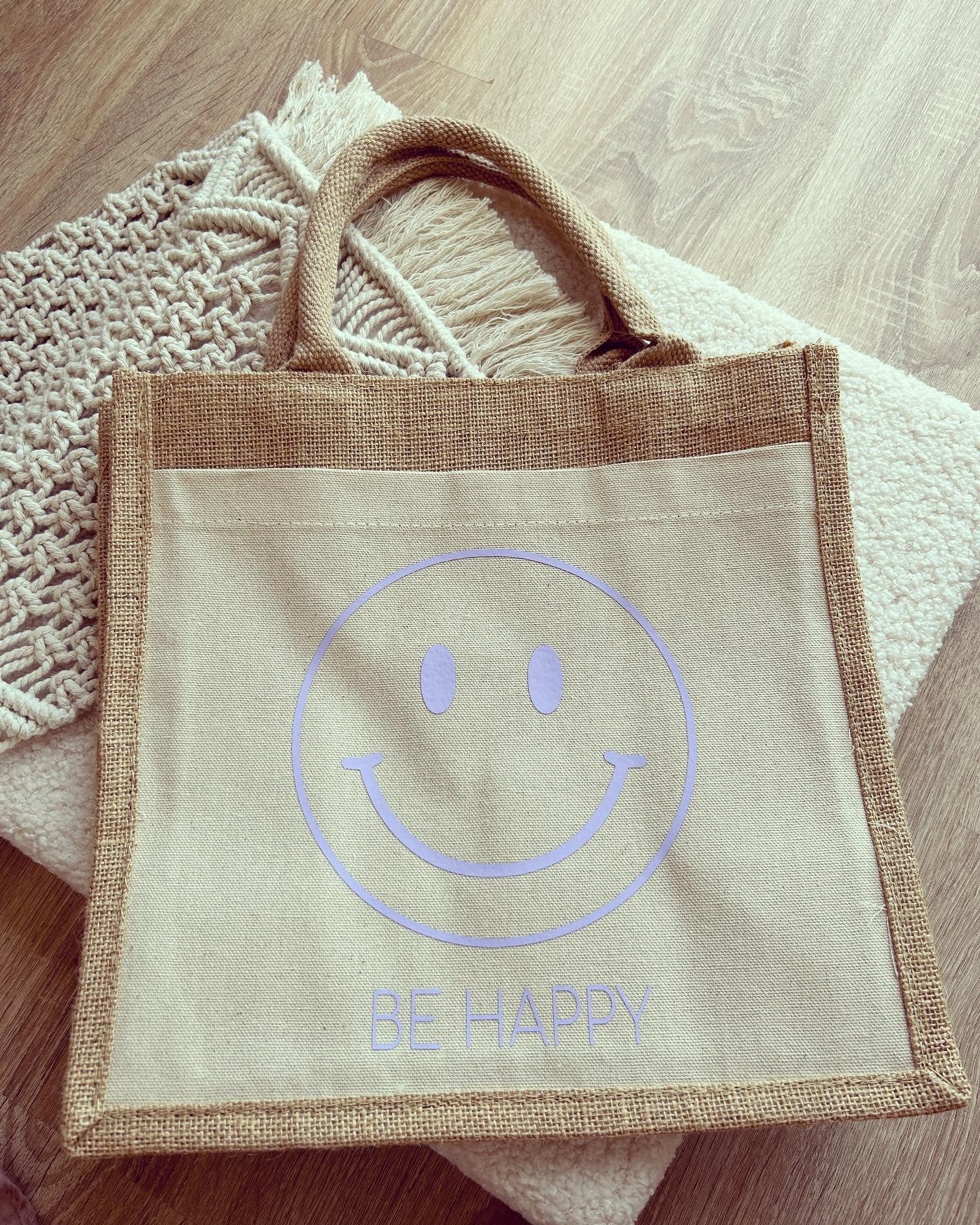 Jutetasche - Be Happy - Loveda - Handmade with Love
