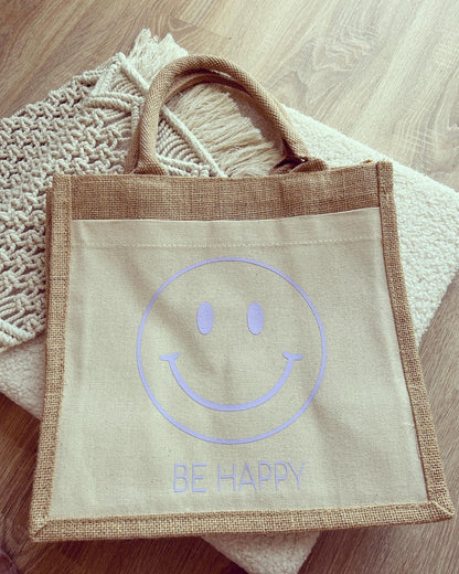 Jutetasche - Be Happy - Loveda - Handmade with Love