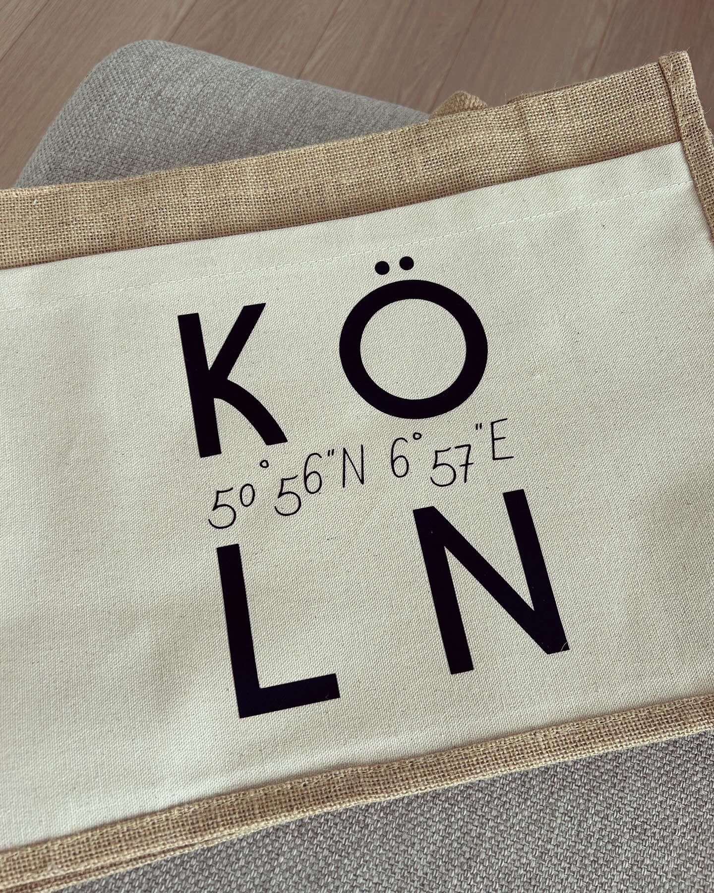 Jutetasche - Köln Koordinaten - Loveda - Handmade with Love
