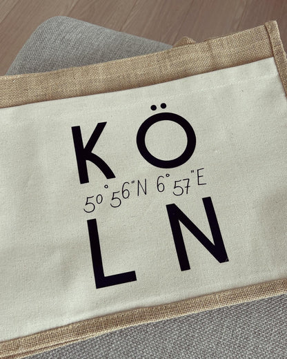 Jutetasche - Köln Koordinaten - Loveda - Handmade with Love