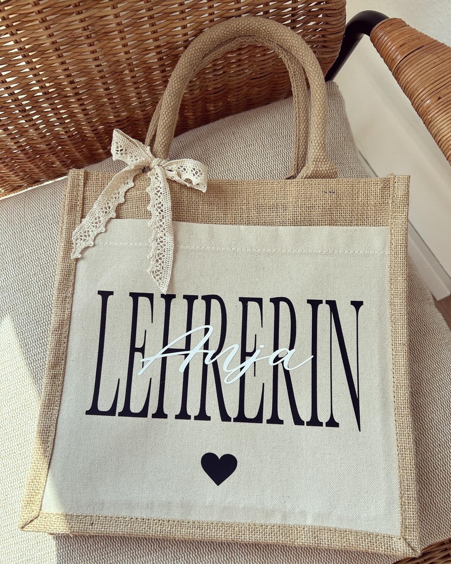 Jutetasche - Lehrerin - Loveda - Handmade with Love