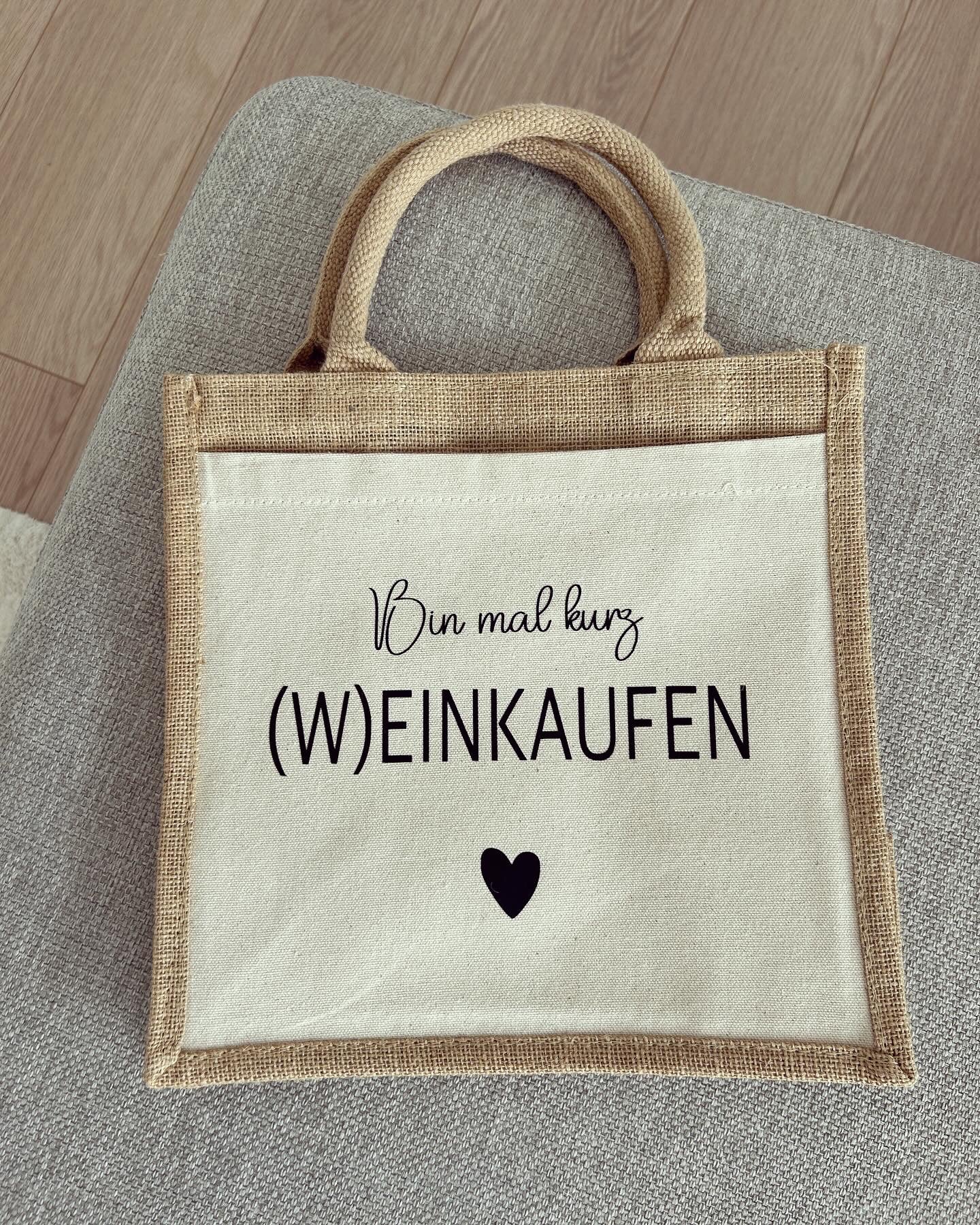 Jutetasche - Weinkaufen - Loveda - Handmade with Love