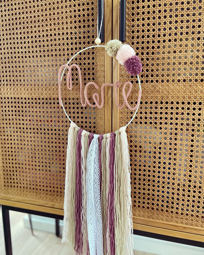 Traumfänger Lang - Rosa / Beige - Loveda - Handmade with Love