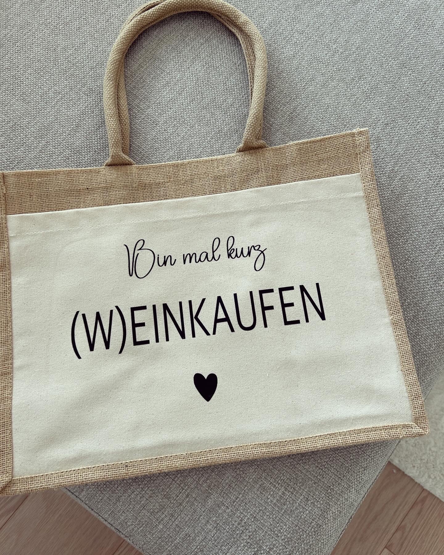 Jutetasche - Weinkaufen - Loveda - Handmade with Love