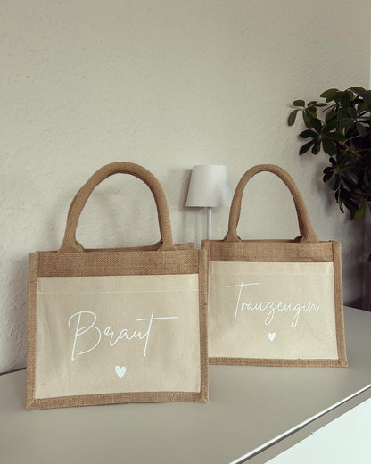 Jutetasche - Braut Trauzeugin - Loveda - Handmade with Love