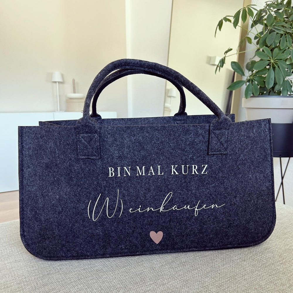 Shopper - Bin mal kurz (W)einkaufen - Loveda - Handmade with Love