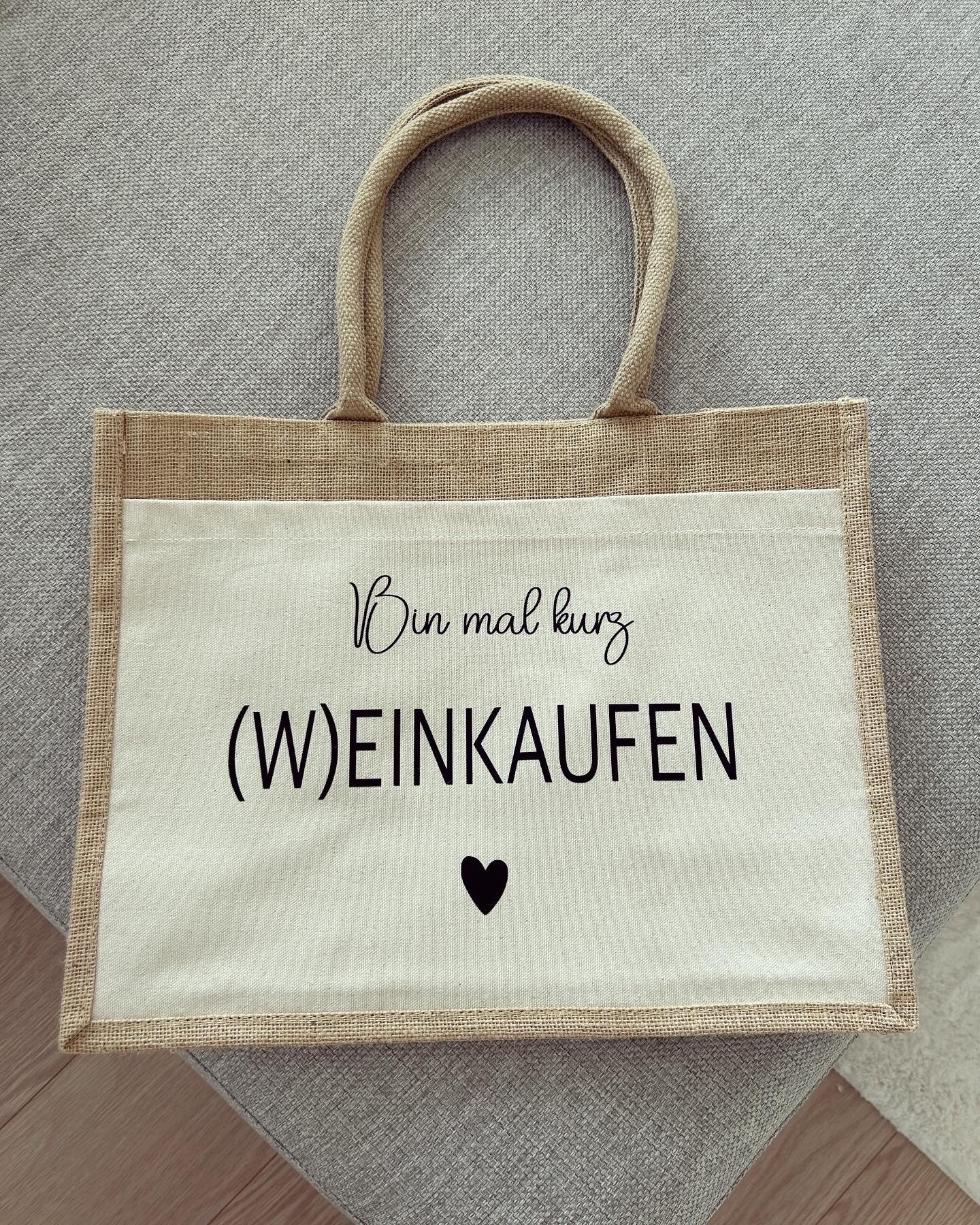 Jutetasche - Weinkaufen - Loveda - Handmade with Love