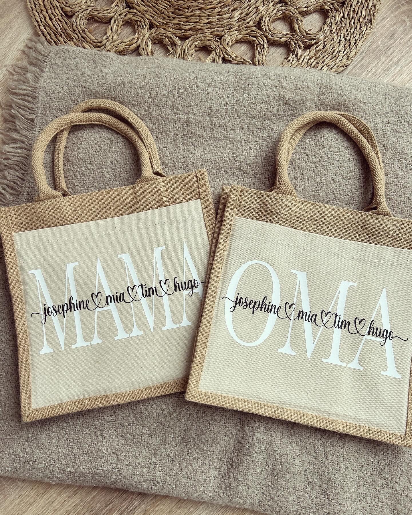 Jutetaschen - Mama / Oma - Loveda - Handmade with Love