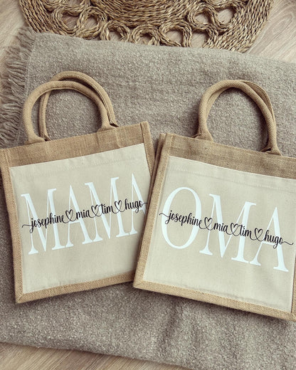 Jutetaschen - Mama / Oma - Loveda - Handmade with Love