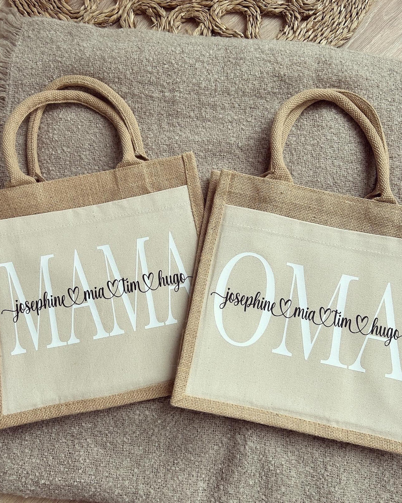 Jutetaschen - Mama / Oma - Loveda - Handmade with Love