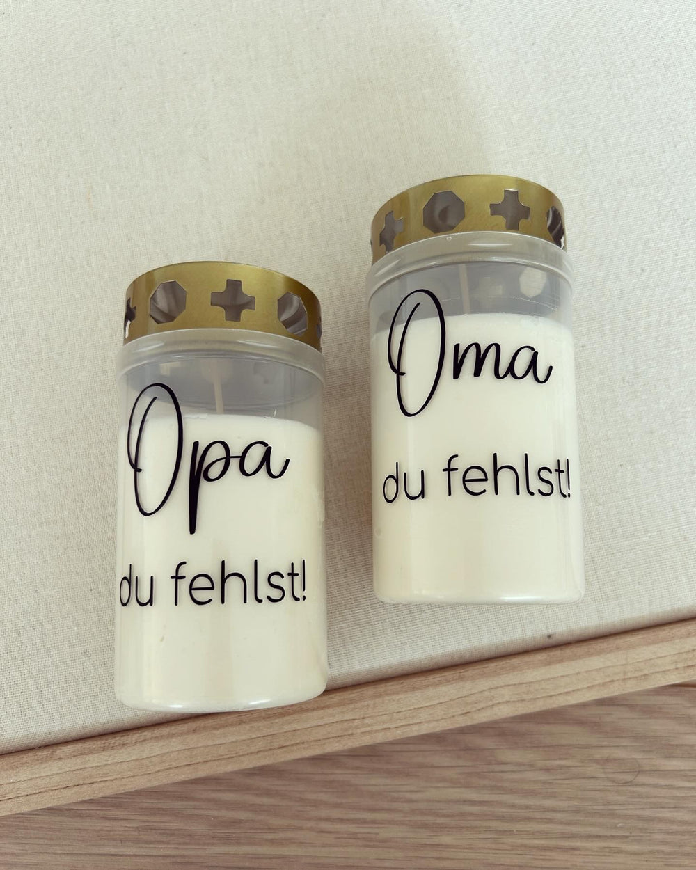 Grabkerzen - Oma / Opa du fehlst - Loveda - Handmade with Love