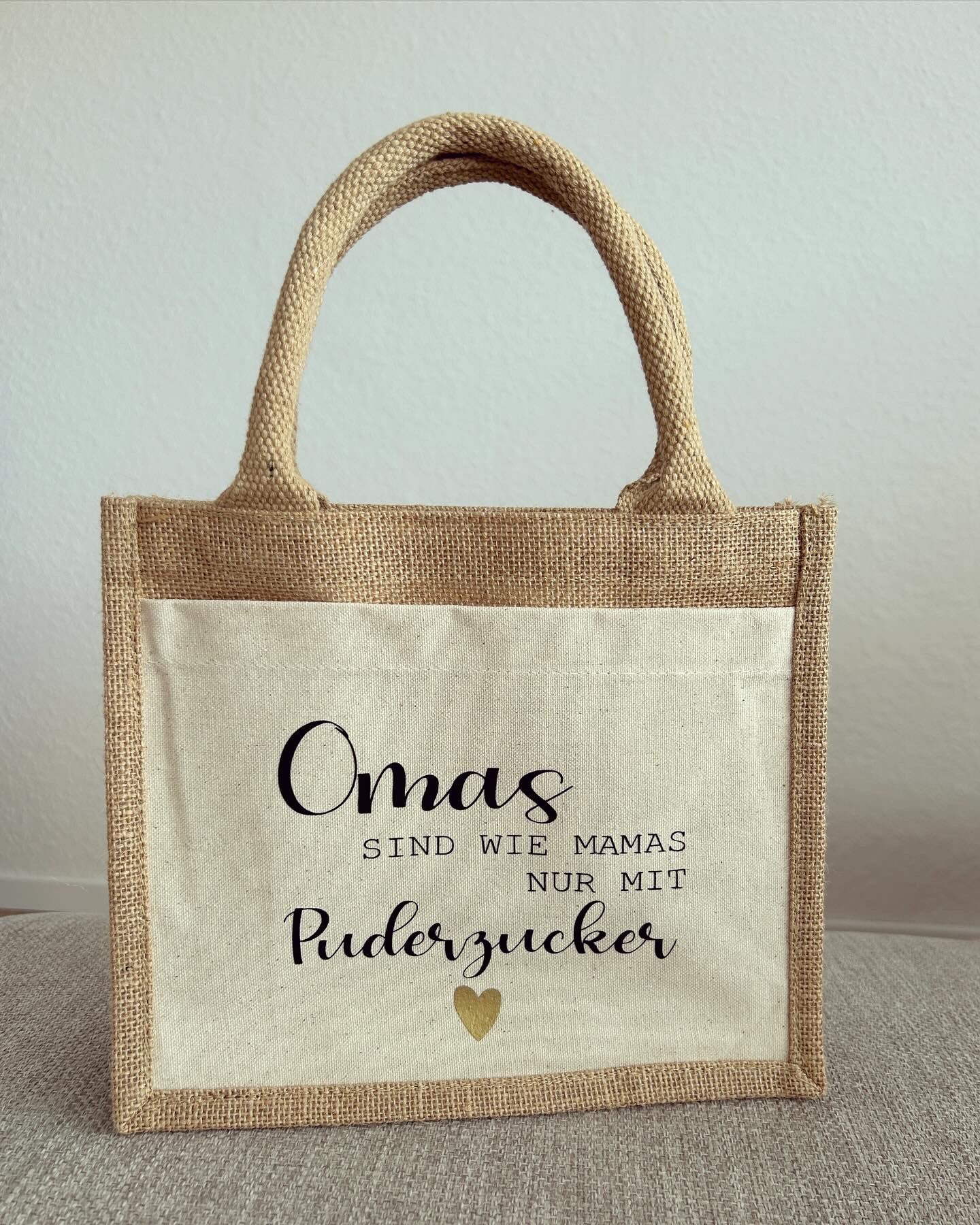 Jutetasche - Puderzucker - Loveda - Handmade with Love