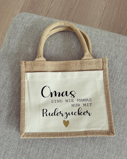 Jutetasche - Puderzucker - Loveda - Handmade with Love