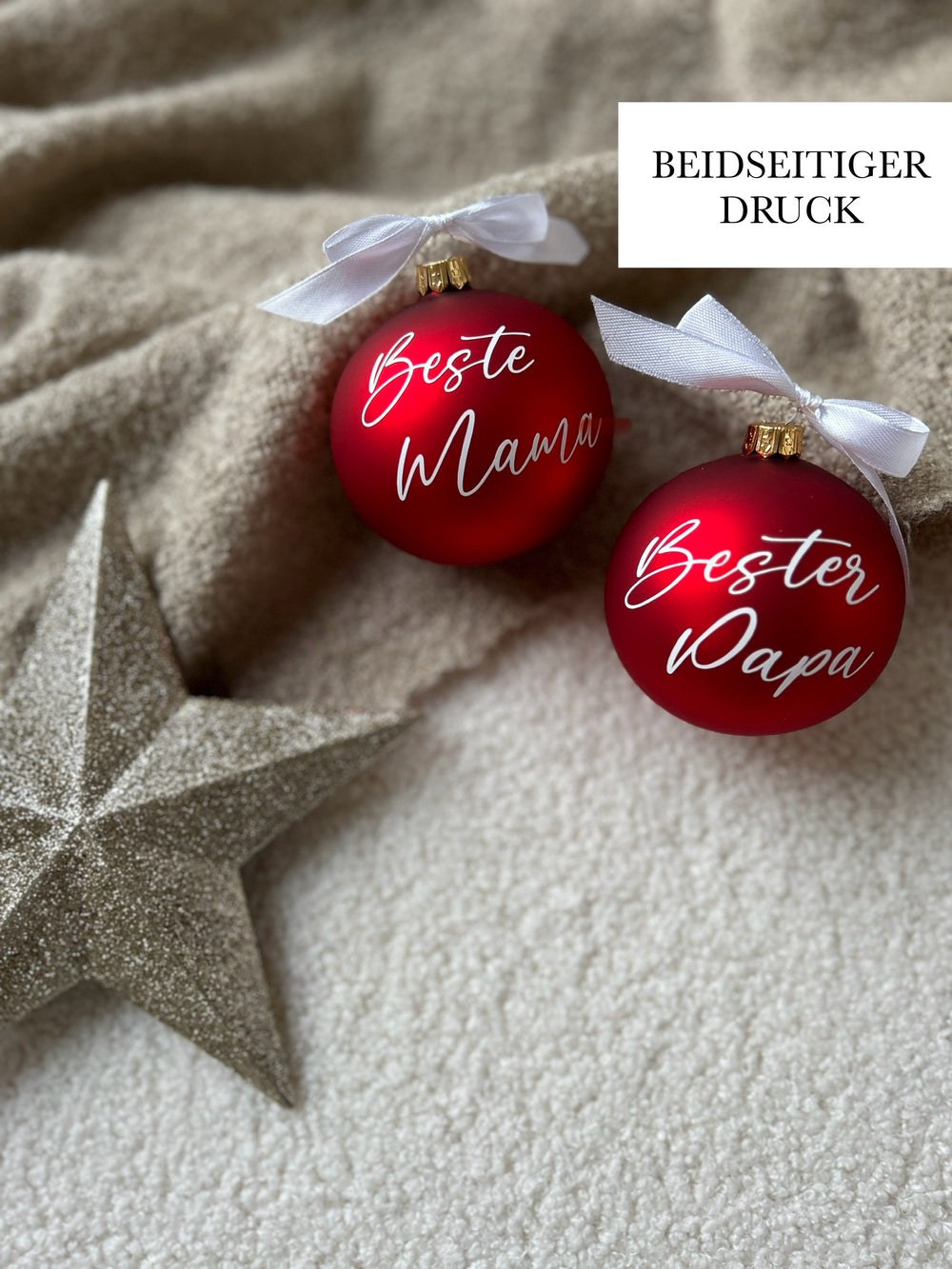 Weihnachtskugel 8cm - Beste - Loveda - Handmade with Love