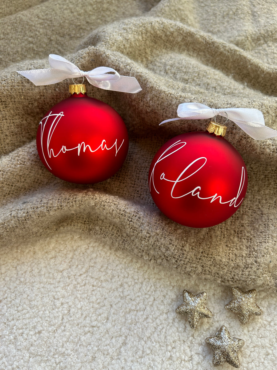 Weihnachtskugel 8cm - Rot - Loveda - Handmade with Love
