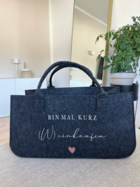 Shopper - Bin mal kurz (W)einkaufen - Loveda - Handmade with Love