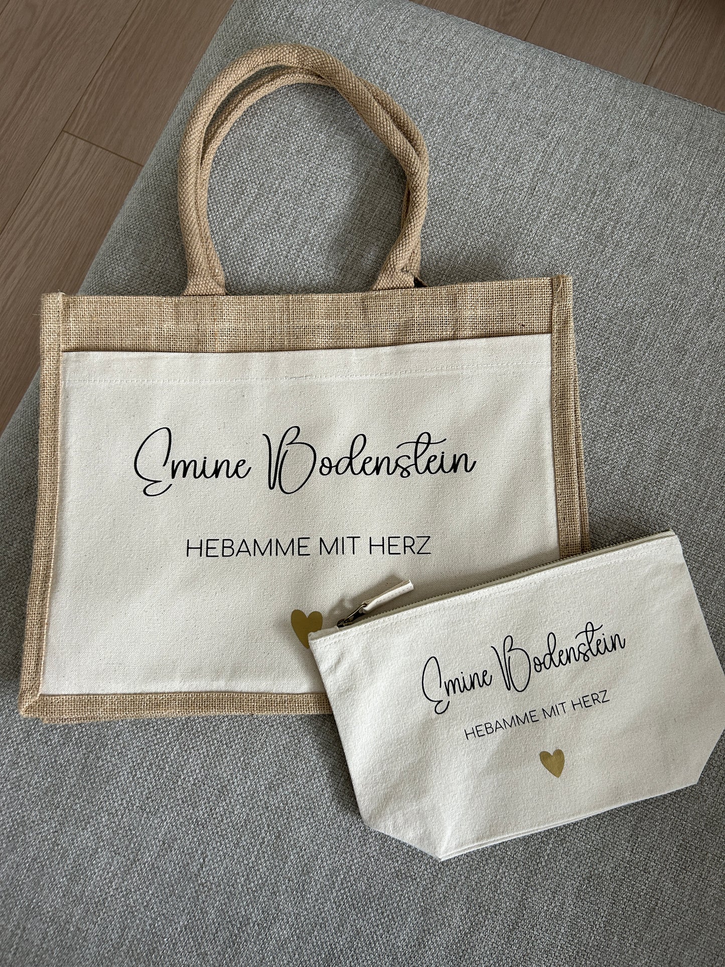 Jutetasche - Hebamme mit Herz - Loveda - Handmade with Love