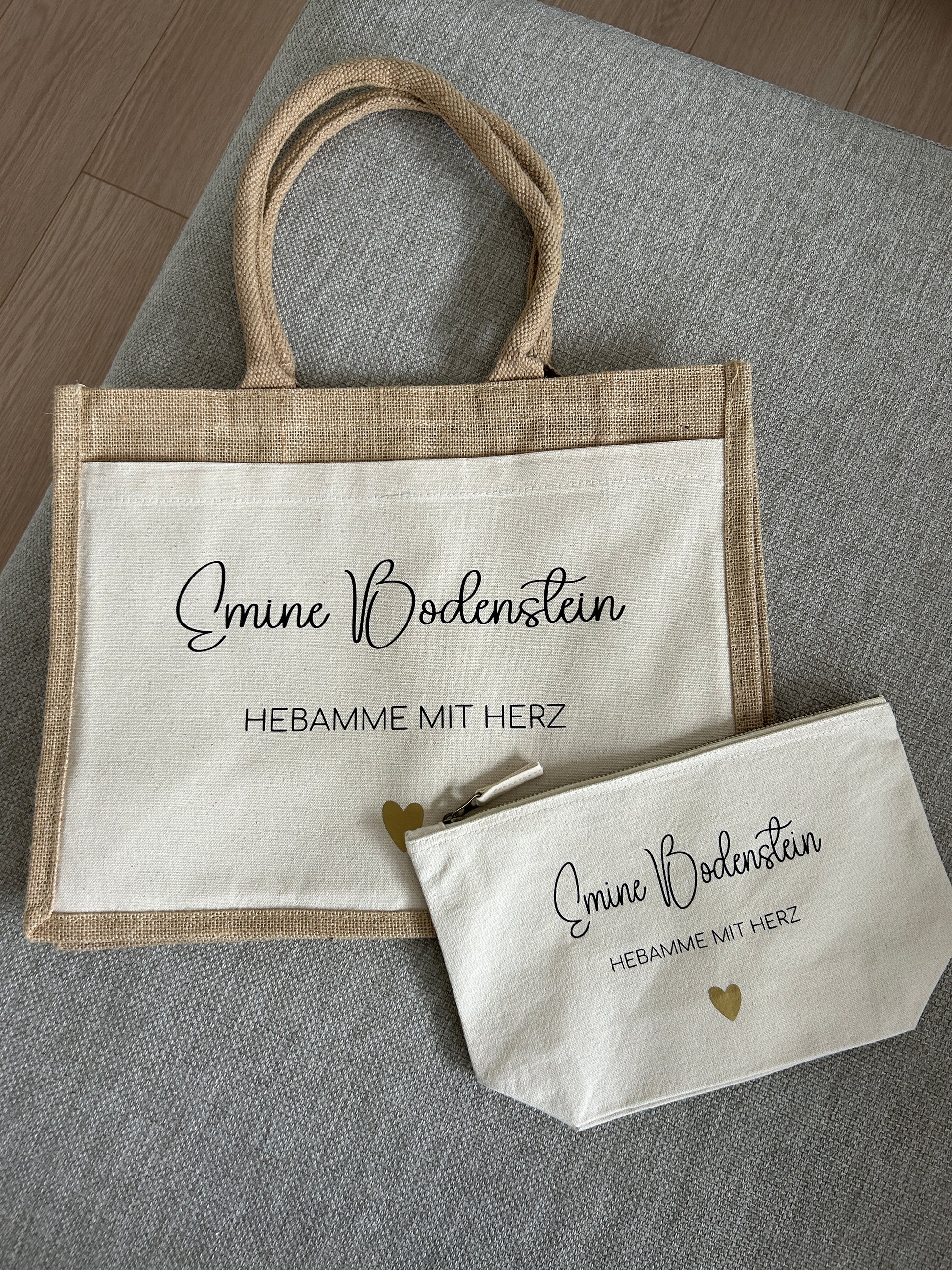 Jutetasche - Hebamme mit Herz - Loveda - Handmade with Love