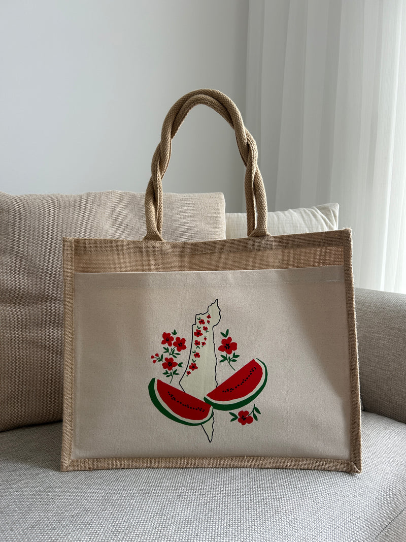 Jutetasche „Melone“ – Wassermelonen-Motiv
