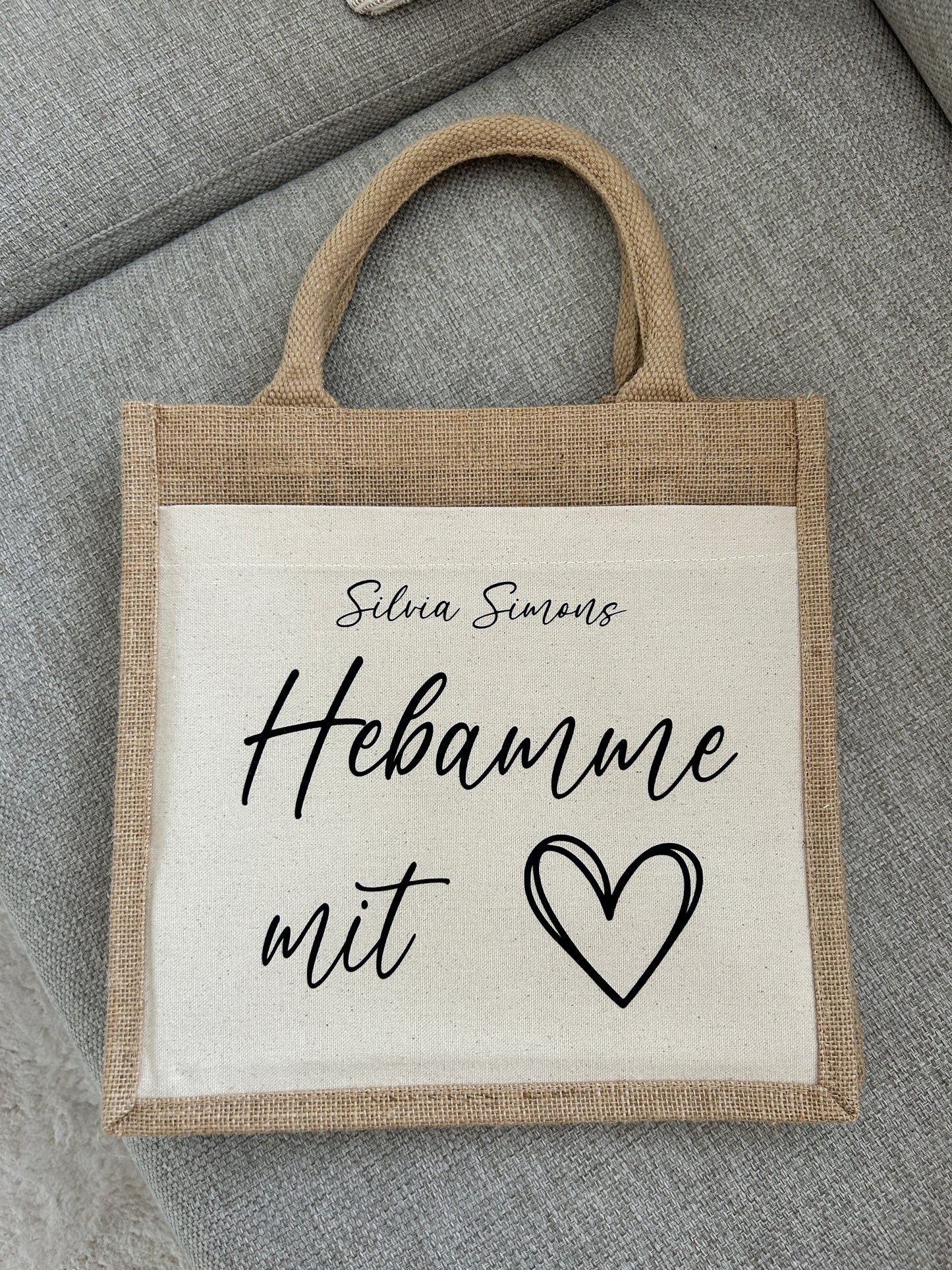 Jutetasche - Hebamme - Loveda - Handmade with Love