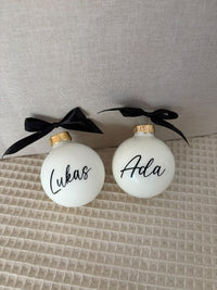 Weihnachtskugel 6cm - Wollweiß Schwarz