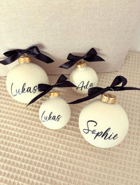 Weihnachtskugel 8cm  - Wollweiß Schwarz
